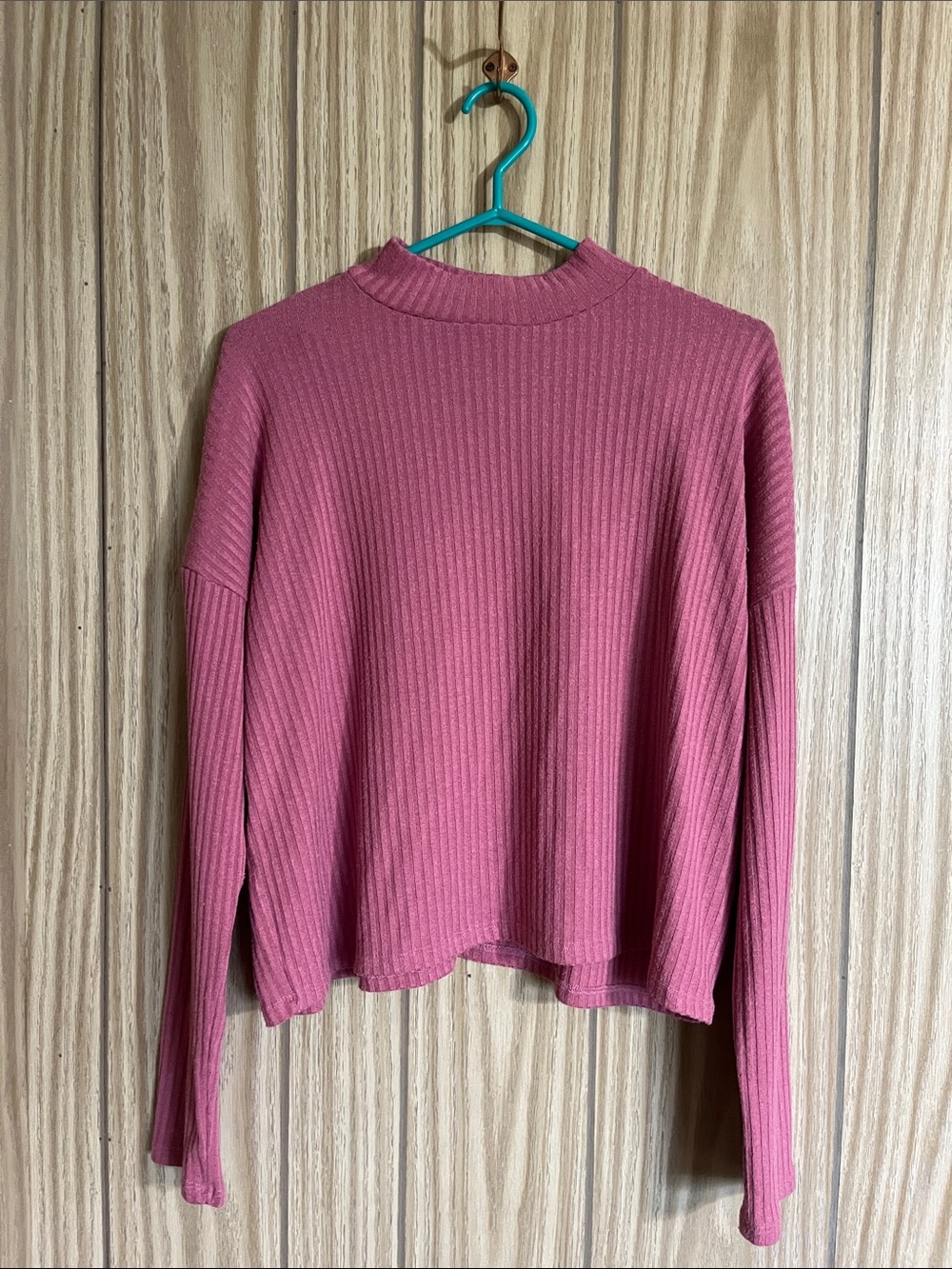 Streetwear Society Ribbed Mock Neck Top - Rose Large